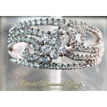 10kt. White Gold Flower Round Diamond wedding band