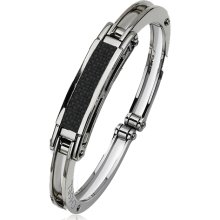 10mm Stainless Steel and Carbon Fiber Cuff - 7.5 Inch