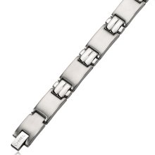 10mm Stainless Steel Multi Finish Bracelet - 8.5 Inch