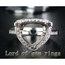 11mm Trillion Cut Solid 14k White Gold .25ct Diamonds Engagement Semi Mount Ring