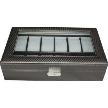 12 Piece Pewter Carbon Fiber Pattern Men's or Ladies Watch Box Co ...