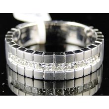 14k Brushed Gold Mens Diamond Wedding Band Ring .52 Ct