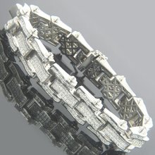14K Gold Designer Princess Diamond Wave Bracelet 20.58