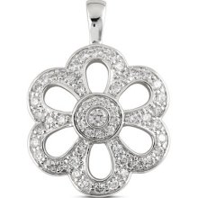 14K Gold Diamond Flower Pendant 1.02ct