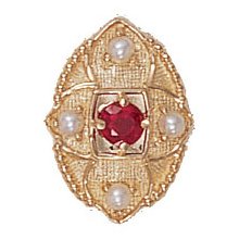 14k Gold Ruby Pearl Diamond Victorian Bracelet Slide GS452-R-PL