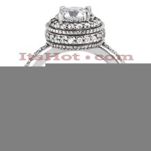 14k Gold Three Stone Diamond Engagement Ring 1.16ct
