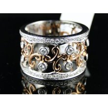 14k Ladies Wedding 2 Tone Fashion Diamond Band Ring