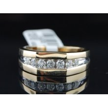 14k Mens Round Cut Diamond Wedding Engagement Band .50c