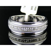 14k Mens White Gold Diamond Wedding Band Ring 1/2 Ct