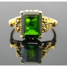 14k Mid Century Green Diopside Cocktail Ring with Forget Me Not Flowers RGTRM106D