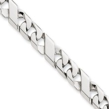 14K White Gold, 6mm Fancy Link Bracelet - 8 Inch