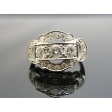 14k White Gold Ladies Diamond Dinner Ring, Alternative Wedding Band, Low Profile Fligree, Pave RGDIA800D