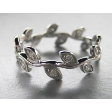 14k white gold leaf engagement or wedding ring.