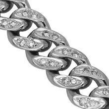 14K White Gold Mens Diamond Cuban Bracelet 5.00 Ctw