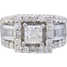 14k white gold princess cut diamond engagement ring art deco style 1.65ctw
