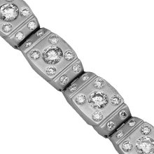 14K White Solid Gold Mens Diamond Bracelet 11.00 Ctw