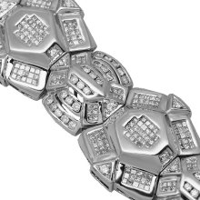 14K White Solid Gold Mens Diamond Bracelet 16.54 Ctw