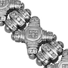 14K White Solid Gold Mens Diamond Bracelet 7.39 Ctw