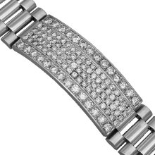 14K White Solid Gold Mens Diamond ID Bracelet 10.45 Ctw
