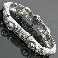 14K White Solid Gold Mens Diamond Bracelet 4.21 Ctw
