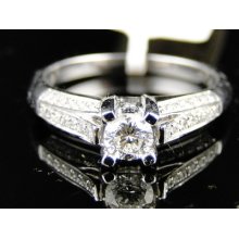 14k Womens White Gold Diamond Round Cut Solitaire Engagement Wedding Ring Band