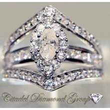 14kt. White Gold Marquise Diamond Bridge Engagement Ring