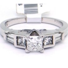 14kt White Gold Princess Cut 1.24ct Diamond Engagement Band Ring H Si1