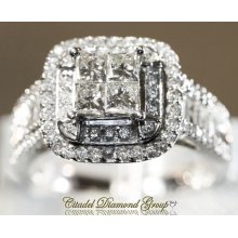 14kt. White Gold Quad Princess Round Diamond Engagement Ring