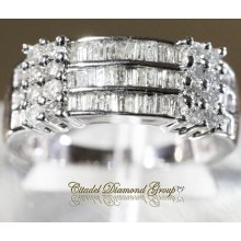14kt. White Gold Round Diamond Bridge Design Wedding Band