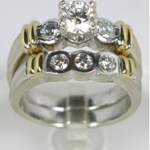 14kt Yellow & White Gold 1.04ctw Round Diamond Engagement Ring Wedding Set