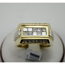 18 Kt. Gold Princess Cut Diamond Men's Band (two-tone) 2.22 Cts