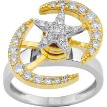 18K Gold plated Moon Star Dance of the rings spinning motion dancing silver ring size 4 5-6-7-8-9-10-11