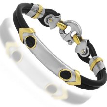18K Two Tone Gold Baraka Rubber Bracelet