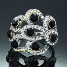 18k White Gold Gp Ring Jewelry Use Swarovski Crystals Size 6-9 R433h