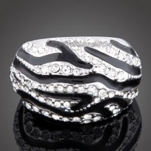 18k White Gold Gp Swarovski Crystal Cocktail Ring R463