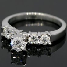 18K White Solid Gold Diamond Engagement Ring 1.10 Ctw