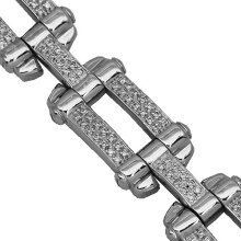 18K White Solid Gold Mens Diamond Bracelet 3.50 Ctw