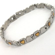 1pcs Shiny Heart Stainless Steel Men's Bracelet Link Bangle Jewelry