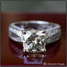 2.60 Ct Moissanite Cushion Solitaire Pave Vintage Ring