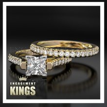 2.80 Ct Princess Cut Vs Diamond Engagement Ring Wedding Band Set 14k Gold