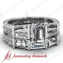 2.85 Ct Emerald Cut Diamond Legacy Style Engagement Wedding Rings Set Flawless