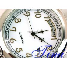 2012 Hotsale Automatic Mechanical Date/week Pocket Watch - White