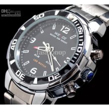 2012 New Mens Watch Waterproof Watch Steel Belt Double Clock Mechani