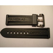 24mm Black Rubber Dive Strap w/ Titanium Buckle for Panerai