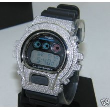 .30ct Casio G-shock Black Dw6900 White Diamond Watch