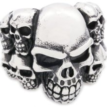 316l Stainless Steel Biker Men Boys Ring Big Skull Pile 1hl