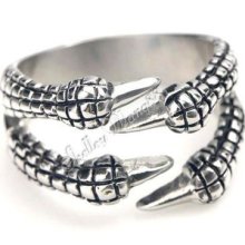 316l Stainless Steel Falcon Eagle Claw Punk Gothic Cosplay Emo Ring Us Size 10