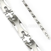 316L Stainless Steel Wave Plate Link Bracelet