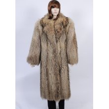 381 Preowned Women's Natural Finnish Raccoon Fur Coat Jacket Stroller Medium M