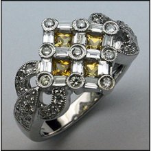 4 Stone Yellow Sapphire Ring (princess Cut) .86ct Diamo
